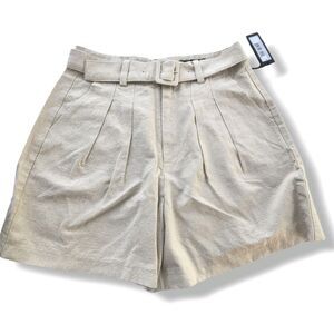 Blank nyc Belted Shorts Womens Size 30 Pocket Pleated Front Linen NWT Sand Beige